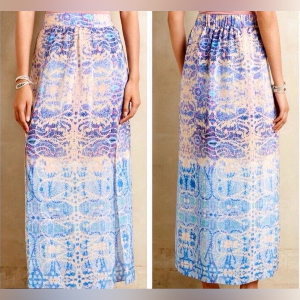 Anthropologie Blue and Purple Maxi Skirt
